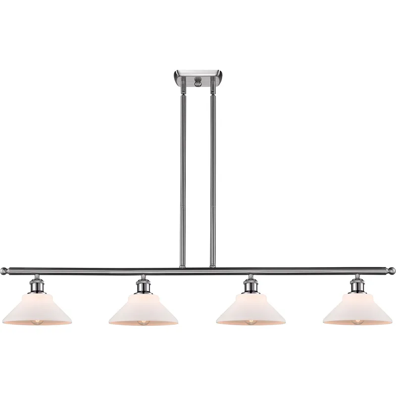 Ballston Orwell 4 Light 48 inch Brushed Satin Nickel Island Light Ceiling Light in Matte White Glass, Ballston