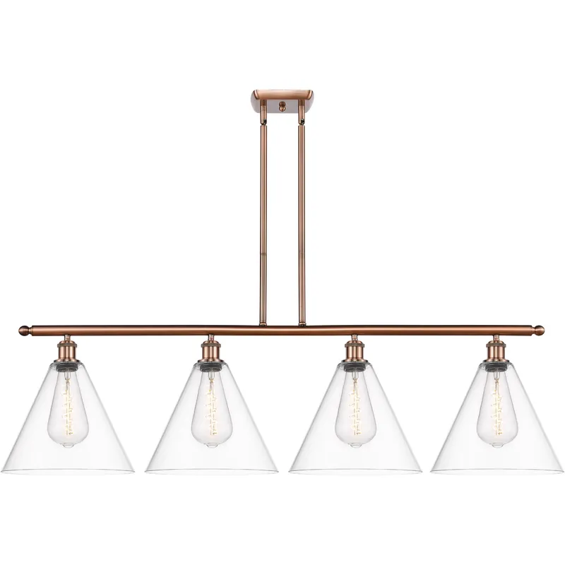 Ballston Ballston Cone LED 50.25 inch Antique Copper Island Light Ceiling Light in Clear Glass