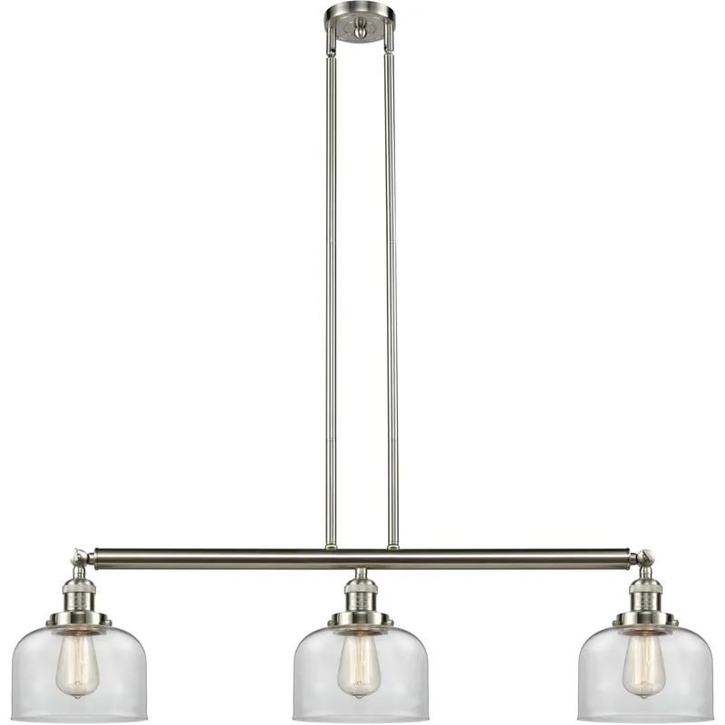 Franklin Restoration Large Bell LED 40.5 inch Brushed Satin Nickel Island Light Ceiling Light in Clear Glass, Franklin Restoration