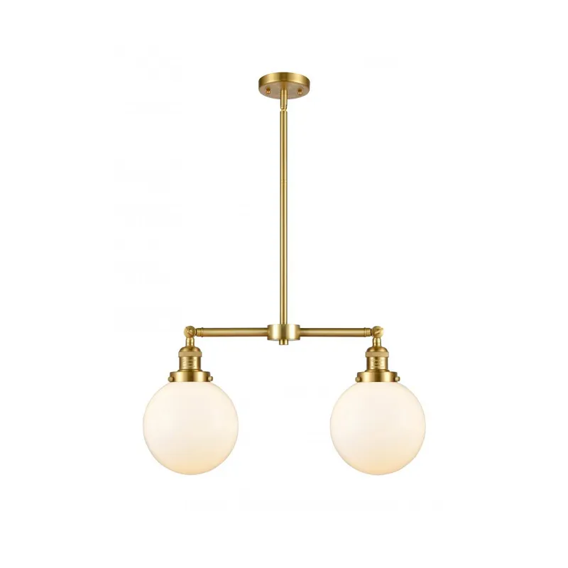 Franklin Restoration Large Beacon 2 Light 25 inch Satin Gold Chandelier Ceiling Light in Matte White Glass, Franklin Restoration