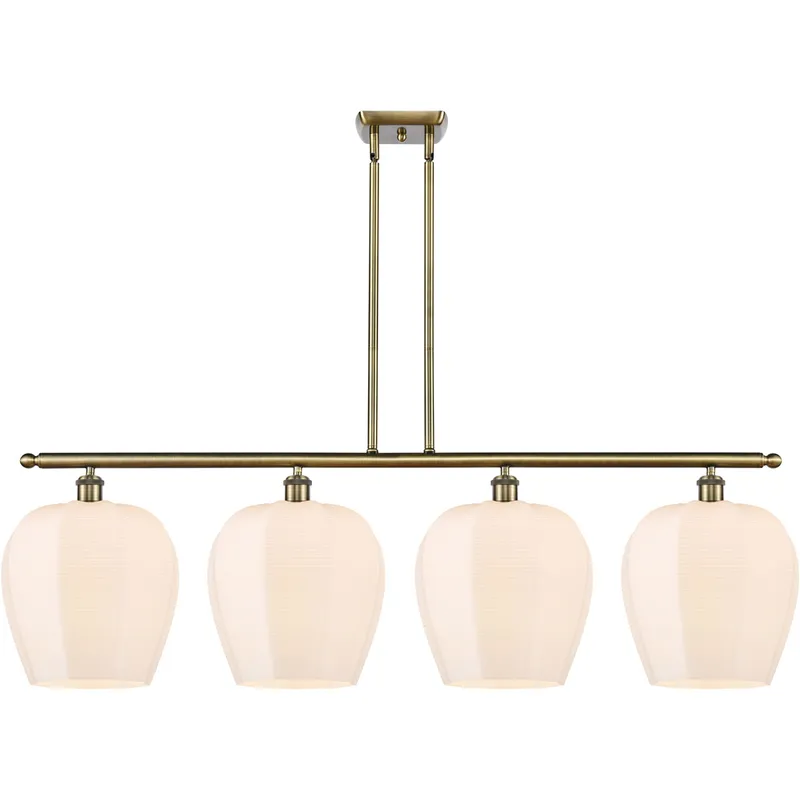 Ballston Norfolk 4 Light 50 inch Antique Brass Island Light Ceiling Light in Matte White Glass