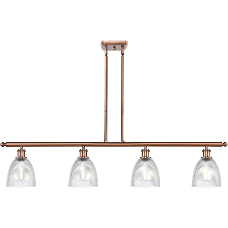 Ballston Castile 4 Light 48 inch Antique Copper Island Light Ceiling Light in Clear Glass, Ballston