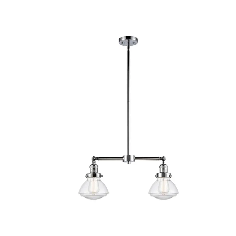 Franklin Restoration Olean 2 Light 22 inch Polished Chrome Island Light Ceiling Light in Clear Glass, Franklin Restoration