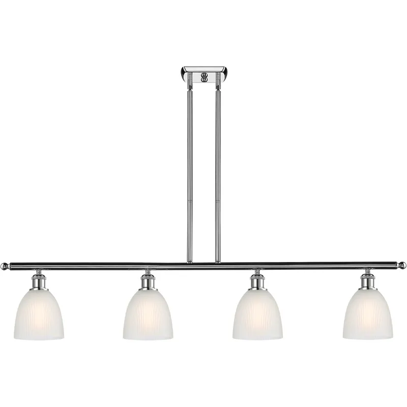 Ballston Castile 4 Light 48 inch Polished Chrome Island Light Ceiling Light in White Glass, Ballston