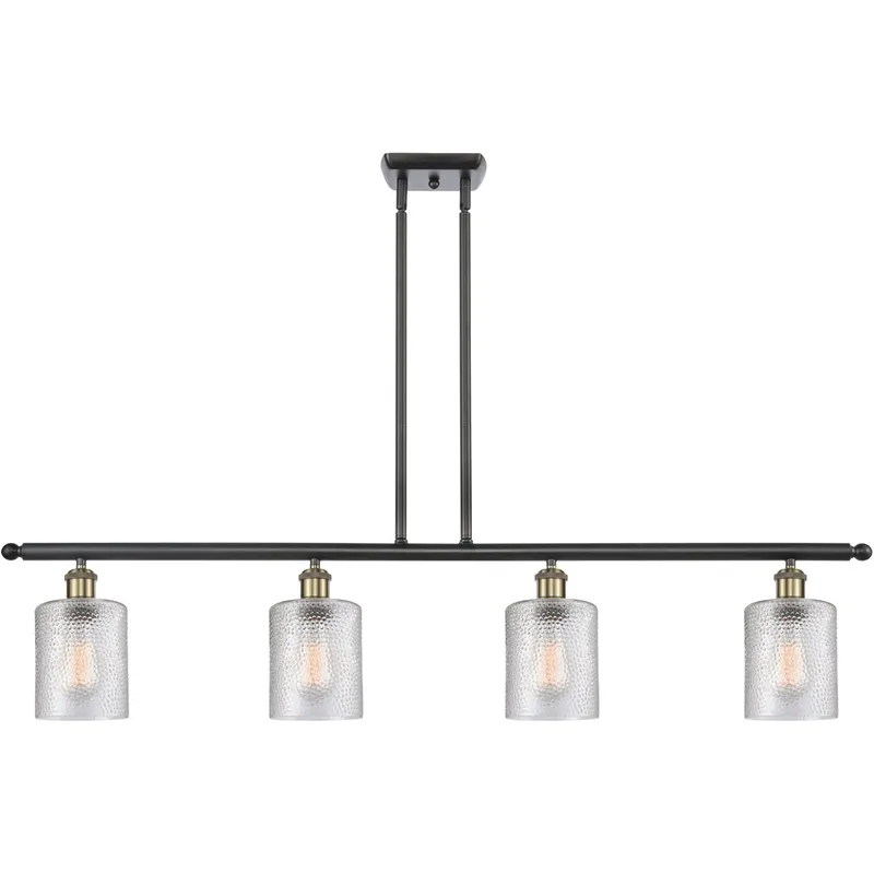 Ballston Cobbleskill LED 48 inch Black Antique Brass Island Light Ceiling Light in Clear Glass, Ballston