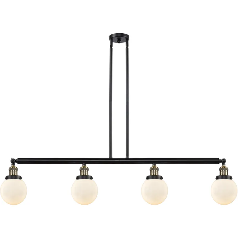 Franklin Restoration Beacon LED 50.63 inch Black Antique Brass Island Light Ceiling Light in Matte White Glass, Franklin Restoration