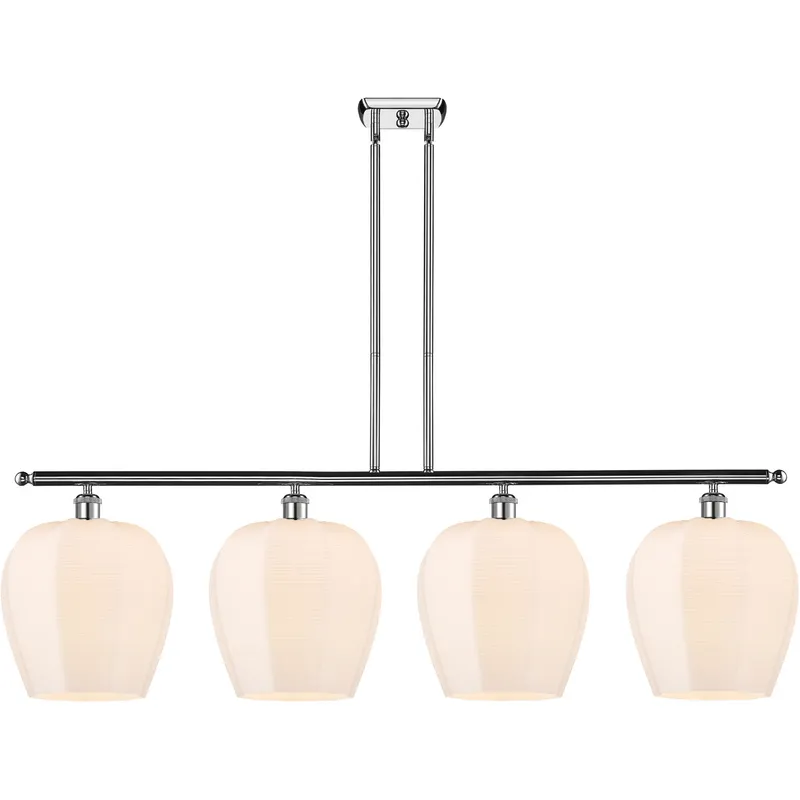Ballston Norfolk 4 Light 50 inch Polished Chrome Island Light Ceiling Light in Matte White Glass