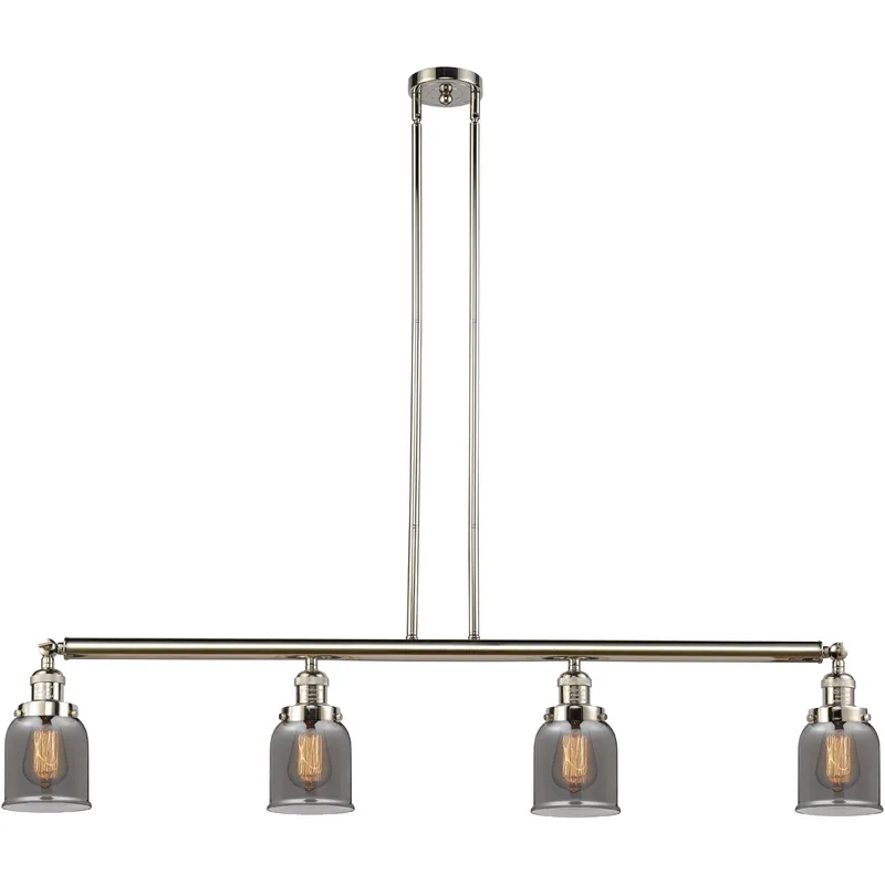 Franklin Restoration Small Bell 4 Light 49.63 inch Polished Nickel Island Light Ceiling Light in Plated Smoke Glass, Franklin Restoration