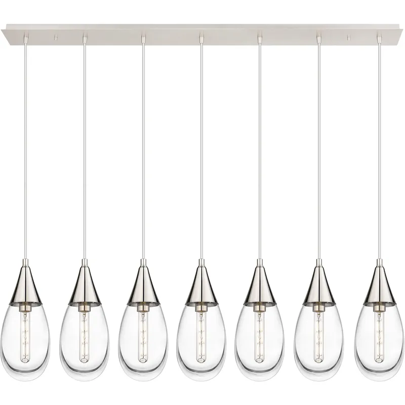 Malone 7 Light 49.75 inch Polished Nickel Linear Pendant Ceiling Light in Clear Glass