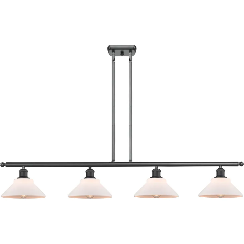 Ballston Orwell 4 Light 48 inch Matte Black Island Light Ceiling Light in Matte White Glass, Ballston