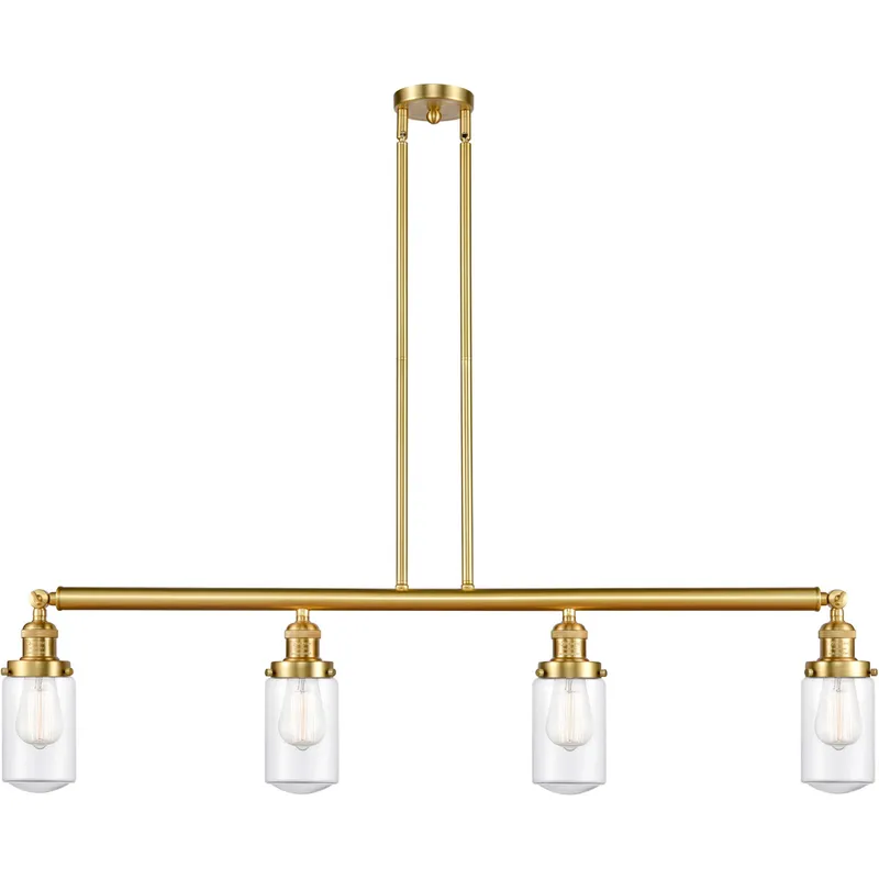 Franklin Restoration Dover LED 49.13 inch Satin Gold Island Light Ceiling Light in Clear Glass, Franklin Restoration