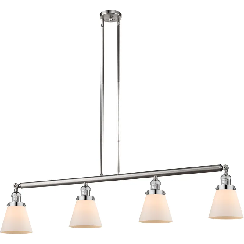 Franklin Restoration Small Cone LED 50.88 inch Brushed Satin Nickel Island Light Ceiling Light in Matte White Glass, Franklin Restoration