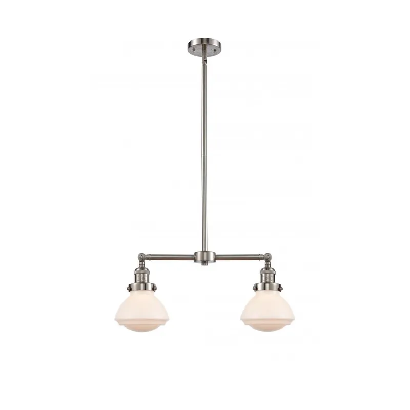 Franklin Restoration Olean 2 Light 22 inch Brushed Satin Nickel Island Light Ceiling Light in Matte White Glass, Franklin Restoration