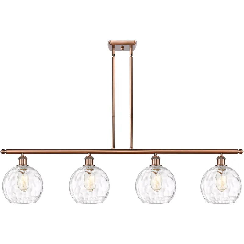 Ballston Athens Water Glass 4 Light 48 inch Antique Copper Island Light Ceiling Light