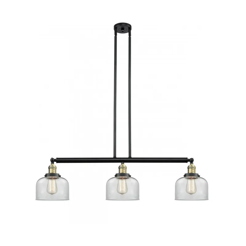 Franklin Restoration Large Bell LED 41 inch Black Antique Brass Island Light Ceiling Light in Clear Glass, Franklin Restoration