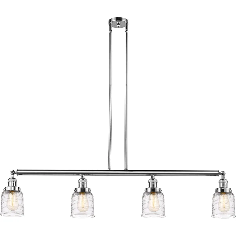 Franklin Restoration Bell 4 Light 49.63 inch Polished Chrome Island Light Ceiling Light in Deco Swirl Glass