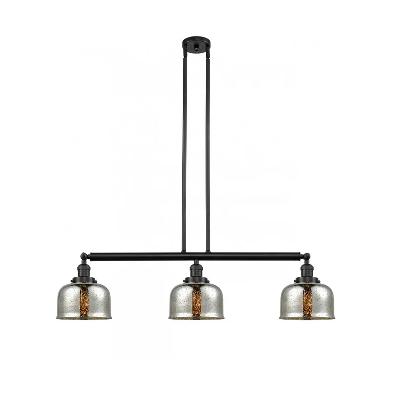 Franklin Restoration Large Bell LED 41 inch Oil Rubbed Bronze Island Light Ceiling Light in Silver Plated Mercury Glass, Franklin Restoration