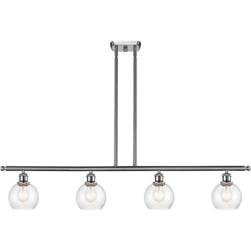 Ballston Athens LED 48 inch Brushed Satin Nickel Island Light Ceiling Light in Seedy Glass