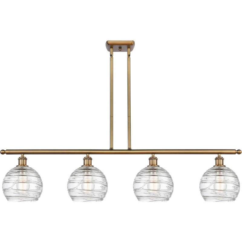 Ballston Deco Swirl LED 48 inch Brushed Brass Island Light Ceiling Light, Ballston