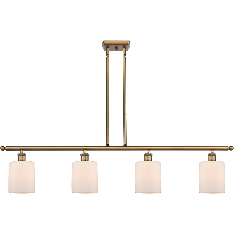 Ballston Cobbleskill LED 48 inch Brushed Brass Island Light Ceiling Light in Matte White Glass, Ballston