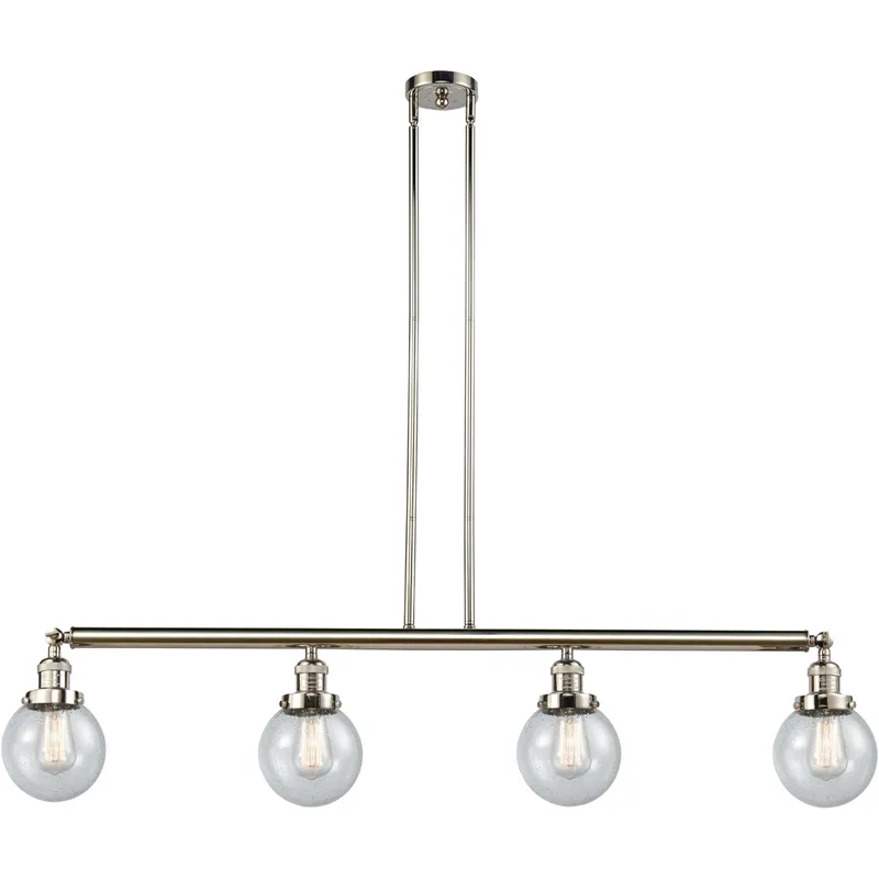 Franklin Restoration Beacon LED 50.63 inch Polished Nickel Island Light Ceiling Light in Seedy Glass, Franklin Restoration