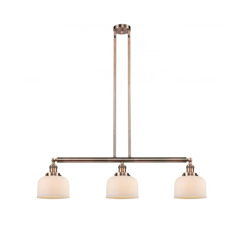 Franklin Restoration Large Bell LED 41 inch Antique Copper Island Light Ceiling Light in Matte White Glass, Franklin Restoration