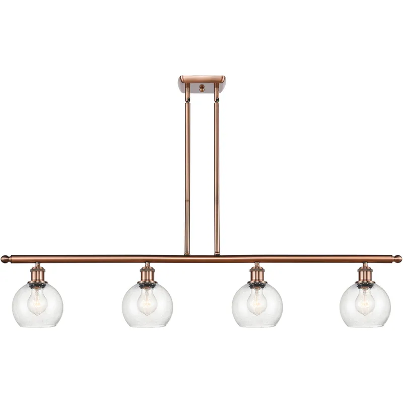 Ballston Athens LED 48 inch Antique Copper Island Light Ceiling Light in Seedy Glass