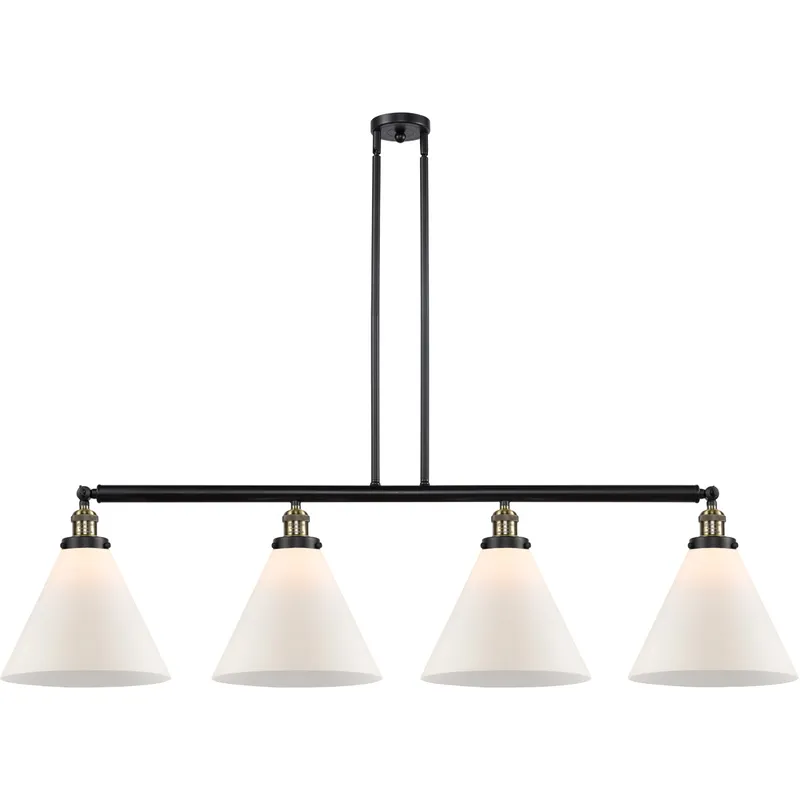 Franklin Restoration X-Large Cone LED 56 inch Black Antique Brass Island Light Ceiling Light in Matte White Glass, Franklin Restoration