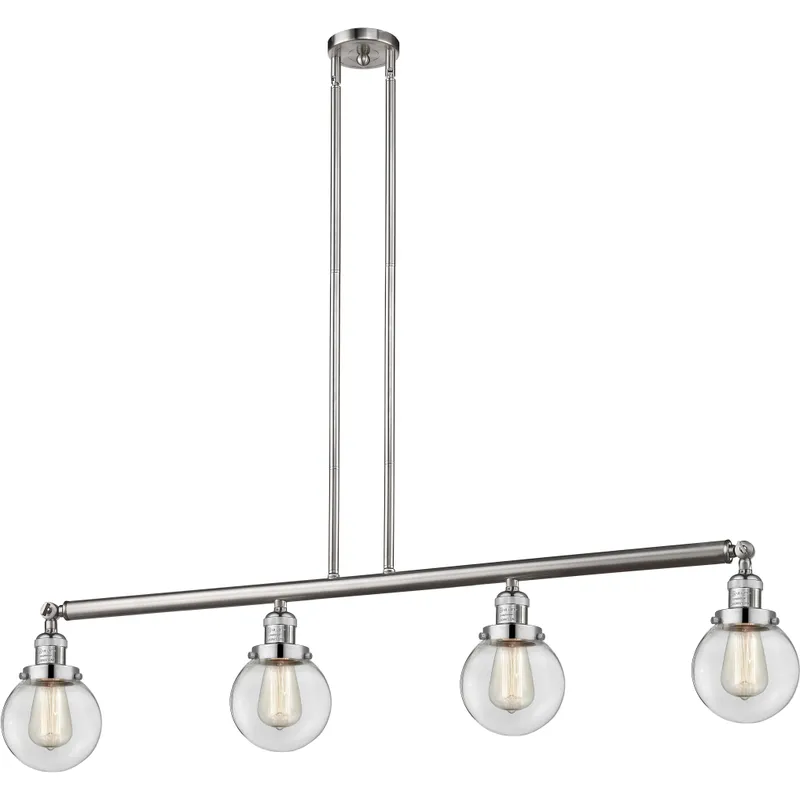 Franklin Restoration Beacon LED 50.63 inch Brushed Satin Nickel Island Light Ceiling Light in Clear Glass, Franklin Restoration