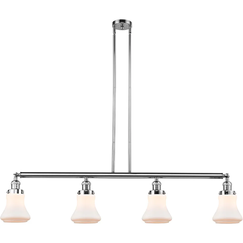 Franklin Restoration Bellmont 4 Light 50.88 inch Polished Chrome Island Light Ceiling Light in Matte White Glass, Franklin Restoration