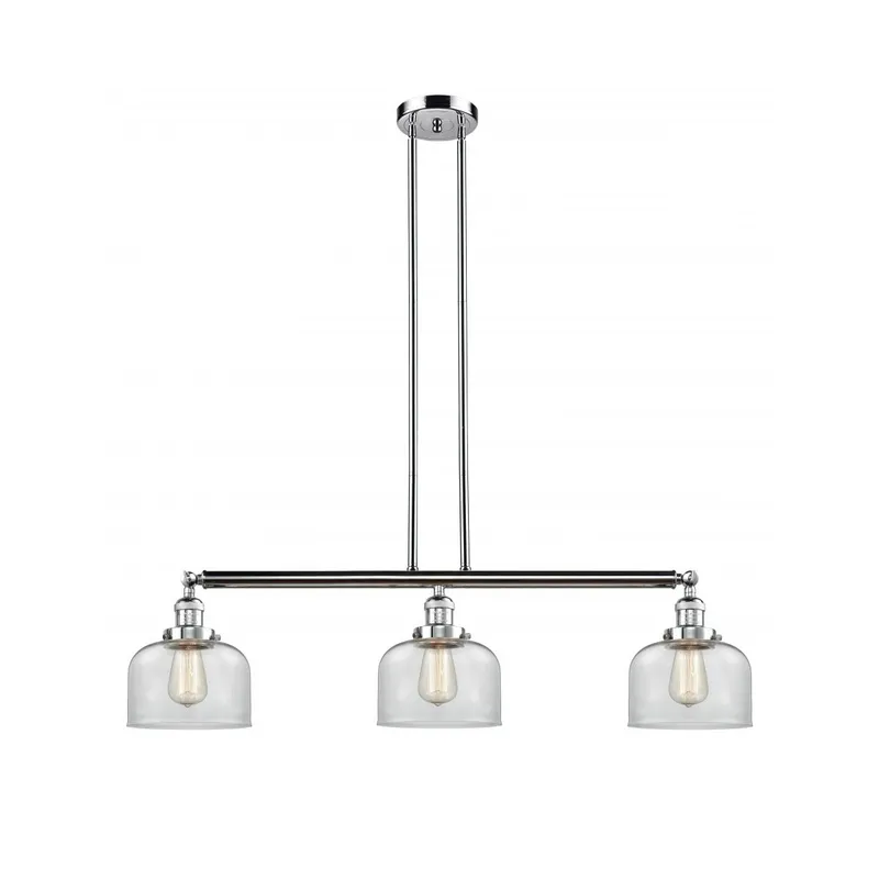 Franklin Restoration Large Bell LED 41 inch Polished Chrome Island Light Ceiling Light in Clear Glass, Franklin Restoration