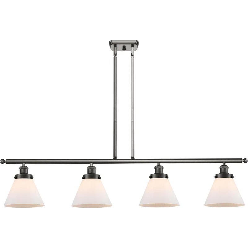 Ballston Large Cone 4 Light 48 inch Oil Rubbed Bronze Island Light Ceiling Light in Matte White Glass, Ballston