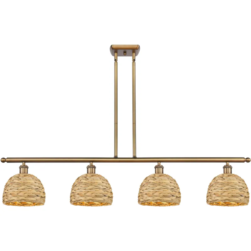 Woven Rattan Island Light Ceiling Light in Brushed Brass