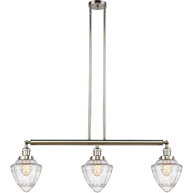 Franklin Restoration Bullet 3 Light 38 inch Polished Nickel Island Light Ceiling Light in Seedy Glass