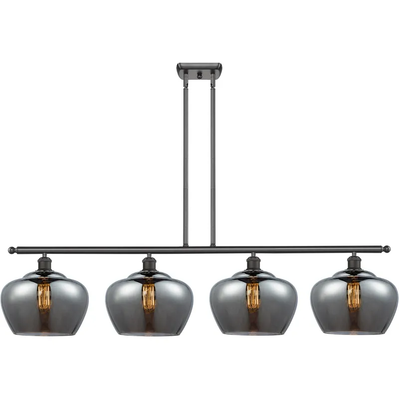 Ballston Large Fenton LED 48 inch Oil Rubbed Bronze Island Light Ceiling Light in Plated Smoke Glass, Ballston