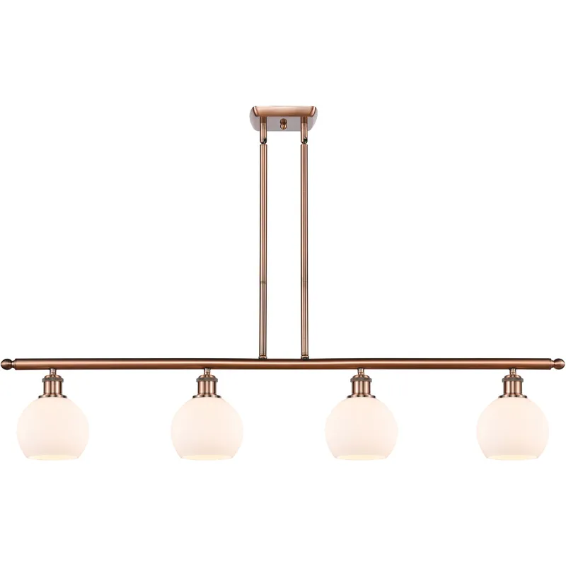 Ballston Athens LED 48 inch Antique Copper Island Light Ceiling Light in Matte White Glass