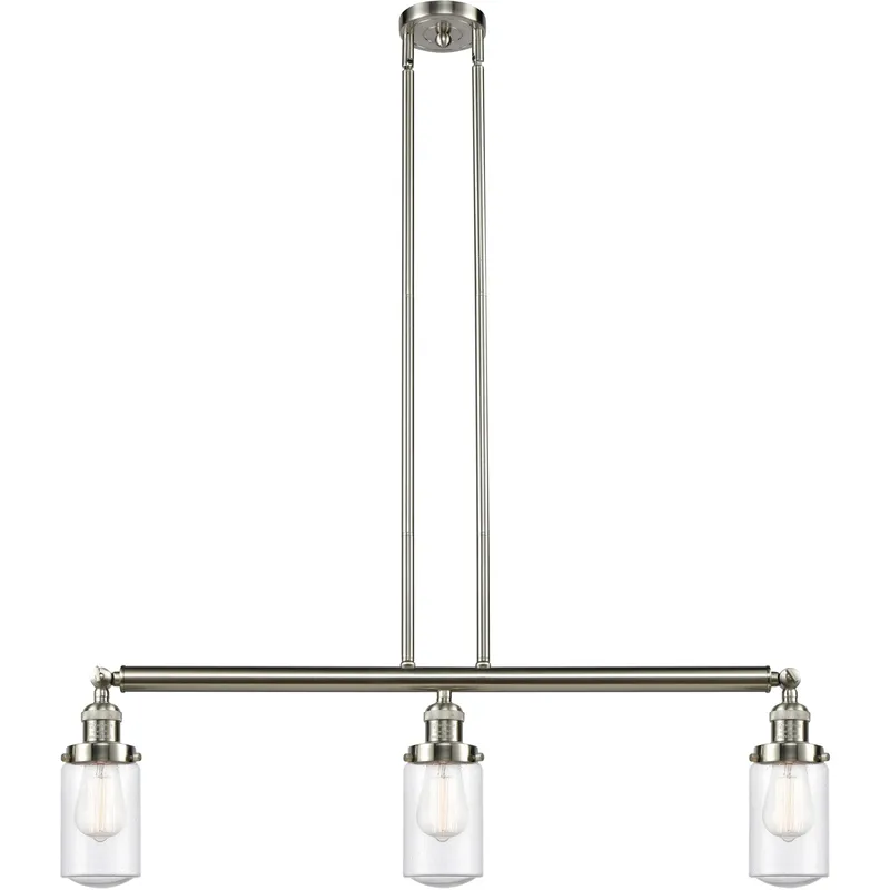 Franklin Restoration Dover 3 Light 37 inch Brushed Satin Nickel Island Light Ceiling Light in Seedy Glass, Franklin Restoration