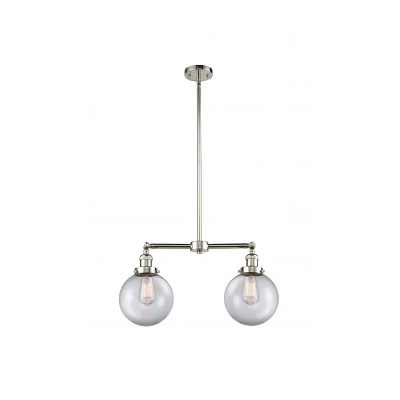 Franklin Restoration Large Beacon 2 Light 43 inch Polished Nickel Island Light Ceiling Light in Clear Glass, Franklin Restoration