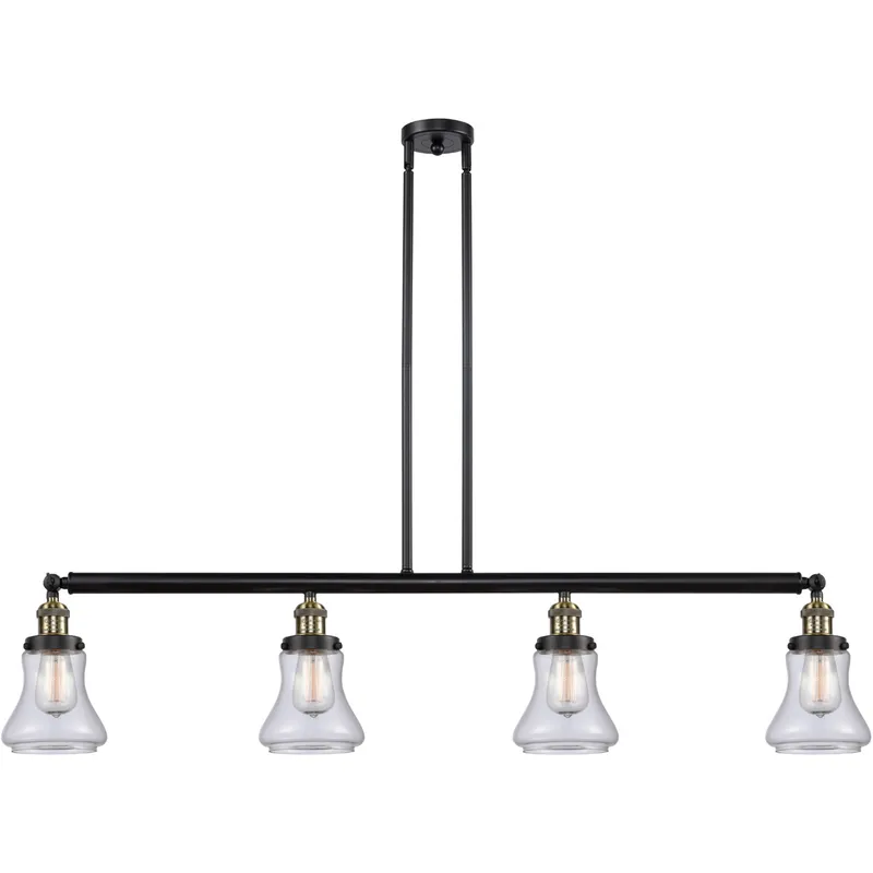 Franklin Restoration Bellmont 4 Light 50.88 inch Black Antique Brass Island Light Ceiling Light in Clear Glass, Franklin Restoration