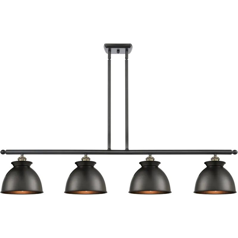 Ballston Adirondack 4 Light 48 inch Black Antique Brass Island Light Ceiling Light in Incandescent, Matte Black, Ballston