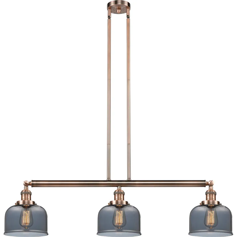 Franklin Restoration Large Bell LED 41 inch Antique Copper Island Light Ceiling Light in Plated Smoke Glass, Franklin Restoration