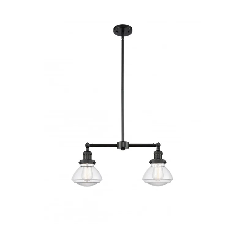 Franklin Restoration Olean 2 Light 22 inch Matte Black Island Light Ceiling Light in Clear Glass, Franklin Restoration