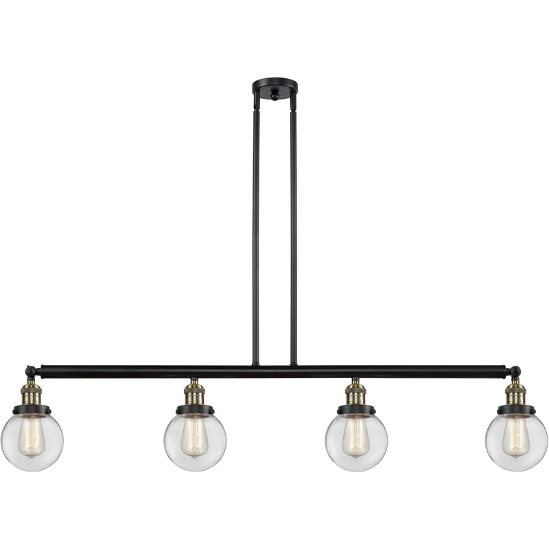 Franklin Restoration Beacon LED 50.63 inch Black Antique Brass Island Light Ceiling Light in Clear Glass, Franklin Restoration
