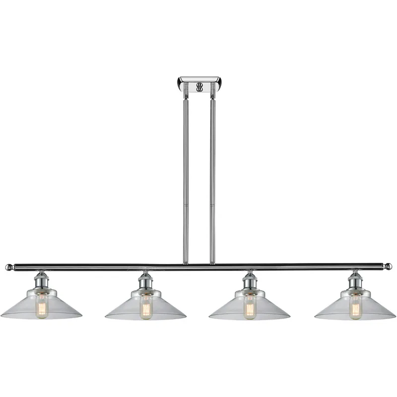 Ballston Orwell 4 Light 48 inch Polished Chrome Island Light Ceiling Light in Clear Glass, Ballston