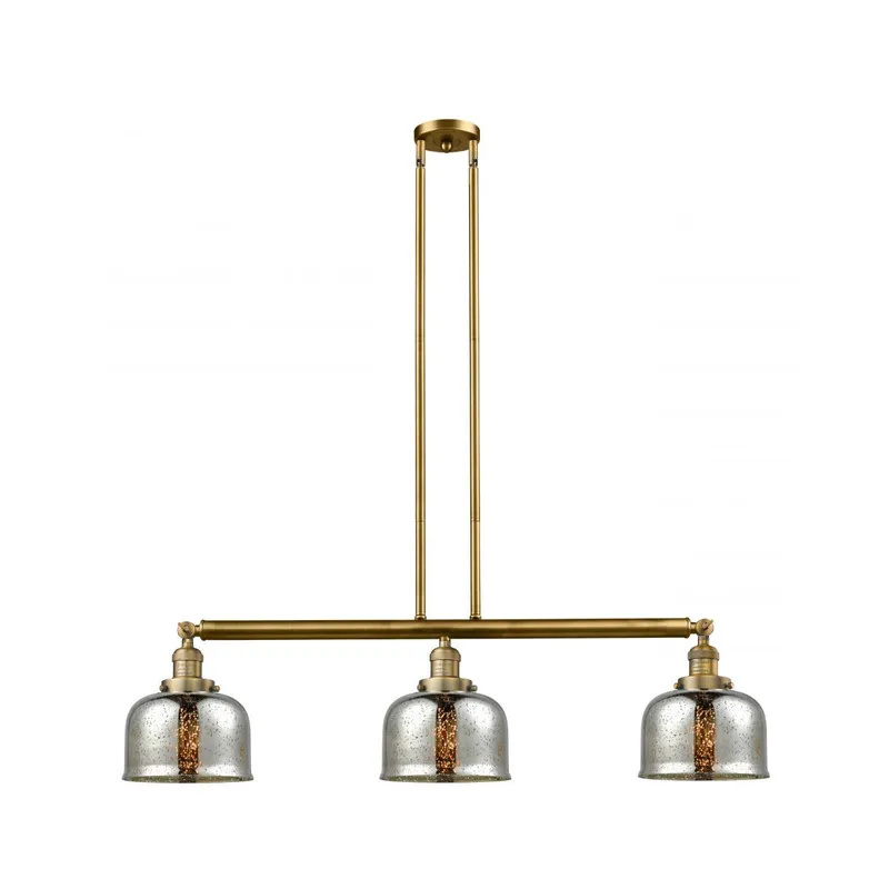 Franklin Restoration Large Bell LED 41 inch Brushed Brass Island Light Ceiling Light in Silver Plated Mercury Glass, Franklin Restoration