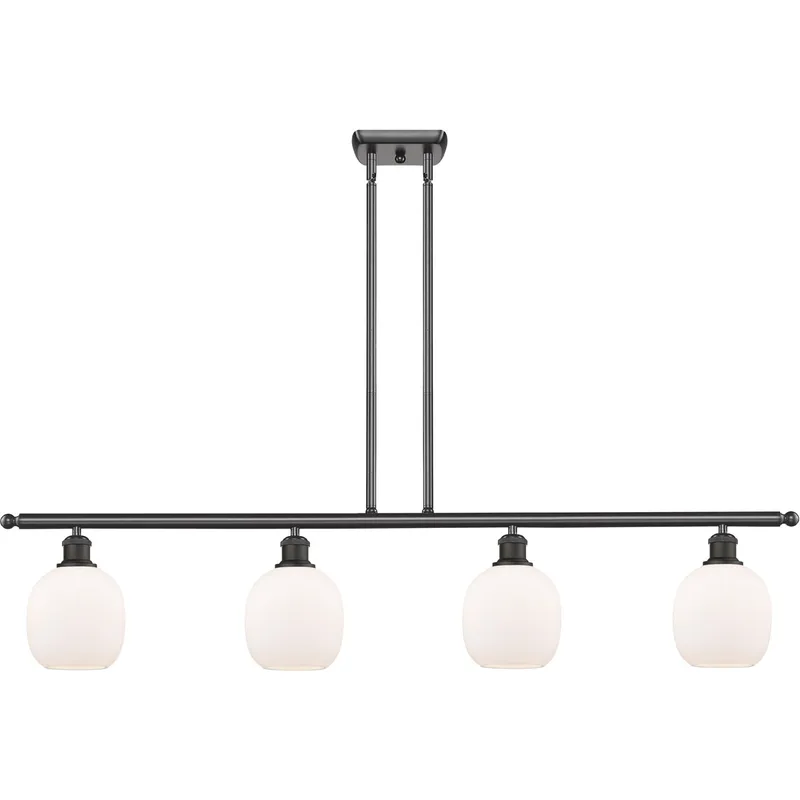 Ballston Belfast 4 Light 48 inch Oil Rubbed Bronze Island Light Ceiling Light in Matte White Glass, Ballston