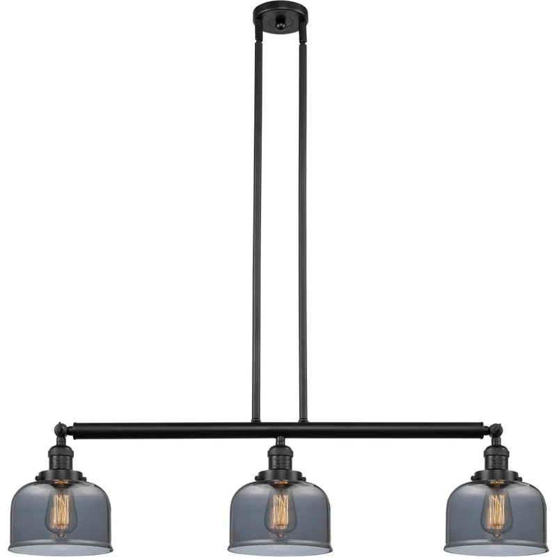 Franklin Restoration Large Bell LED 41 inch Oil Rubbed Bronze Island Light Ceiling Light in Plated Smoke Glass, Franklin Restoration