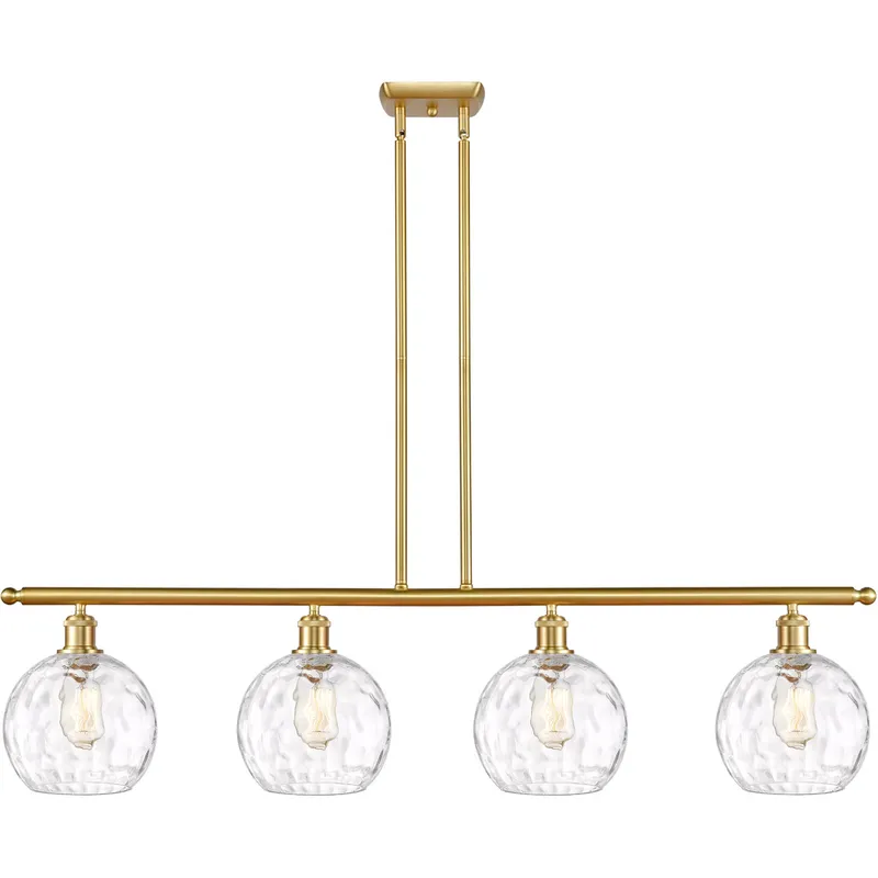 Ballston Athens Water Glass 4 Light 48 inch Satin Gold Island Light Ceiling Light