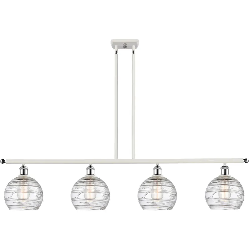 Ballston Deco Swirl LED 48 inch White and Polished Chrome Island Light Ceiling Light, Ballston