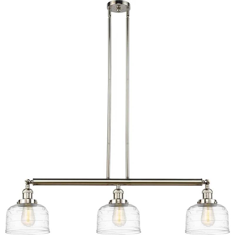 Franklin Restoration Bell LED 40.5 inch Polished Nickel Island Light Ceiling Light in Clear Deco Swirl Glass